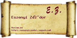 Eszenyi Zádor névjegykártya